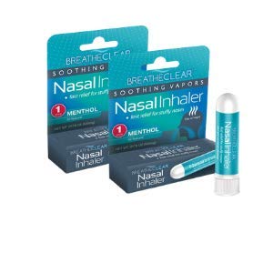 Breathe Clear Nasal Inhaler Stick for Stuffy Nose, Congestion, and Coughing, Menthol Tube