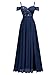 Miusol Women's Off Shoulder Elegant Sequined Split Spaghetti Straps Wedding Maxi Dress (X-Large, Navy Blue)
