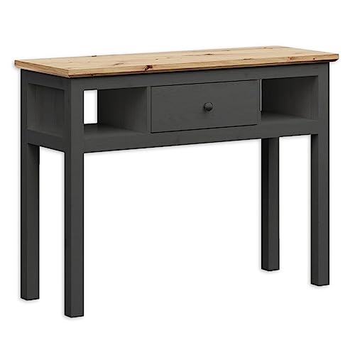 Stella Trading Bondy Schminkkommode in Graphit, Artisan Eiche Optik - Moderner Schminktisch mit offenen Fächern & Schublade - 114 x 86 x 41 cm (B/H/T)