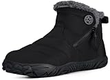 Barefoot Botas Hombre Mujer Botines de Nieve Senderismo Impermeables Deportes Trekking Zapatos Fur Forro Aire Libre Boots, Negro, 44 EU