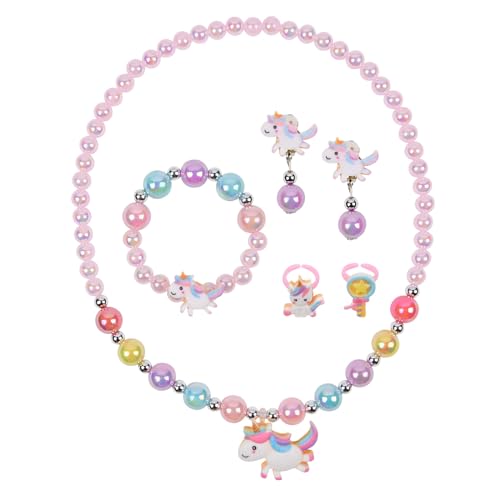 OSDUE 6 Stück Einhorn Schmuckset Mädchen, Einhorn Kinderschmuck Enthalten Halskette, Ringe, Armbänder, Ohrring, Einhorn Kinderschmuck Set für Party Dress Up Geschenk OSDUE 6 Stück Einhorn Schmuckset Mädchen, Einhorn Kinderschmuck Enthalten Halskette, Ringe, Armbänder, Ohrring, Einhorn Kinderschmuck Set für Party Dress Up Geschenk