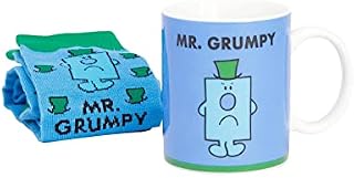 Mr. Men Mr Grumpy Mug and Socks for Adults | One Size Book Inspired 11oz Coffee Cup | Character Fathers Day Birthday Gift | Blue Ceramic Homeware