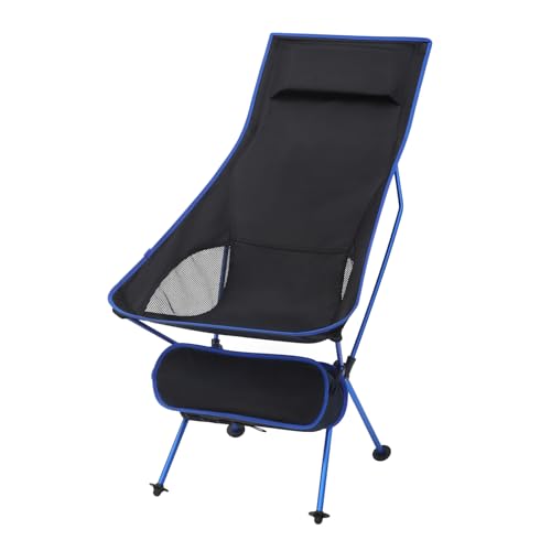 WOLTU Silla De Camping Silla Plegable Ultraligera Y Portátil Con Bolsa De Transporte, Silla Para Acampar Fácil Transporte, Para Playa,Pesca Y Acampada Soporta Hasta 140 KG Azul + Negro CPS8133Sz