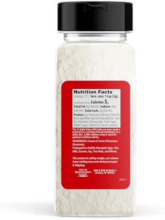 Unpretentious Cream of Tartar, 2 Cups, Non-GMO, Gluten Free, Vegan, Slotted Cap Spice Shaker