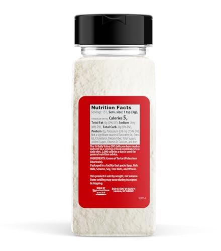 Unpretentious Cream of Tartar, 2 Cups, Non-GMO, Gluten Free, Vegan, Slotted Cap Spice Shaker