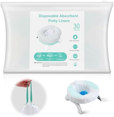 Disposable Potty Liners with Absorbent Pads – 30 Counts, Leak-Proof Travel Toilet Bags for Toddlers, Fit OXO Tot & Most Portable Chairs, Potty Training Refill Bags for Kids