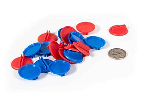 Plastic Card Stand (Red & Blue) to Hold up Playing Cards or Cardboard Marker Cut-outs: Set of 20 Red & Blue Color Round Board Game Playing Pieces (School Classroom Supplies, Arts & Crafts Projects)