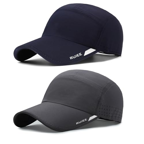 TAGVO Baseball Cap Herren Damen, 2 Stück Faltbar Performance Verstellbare Passform Basecap, Trocknend und Atmungsaktiv läuft Sport Cap Mit Schweißband Mesh, Sonnenhut für Draußen Golf Tenniskappe