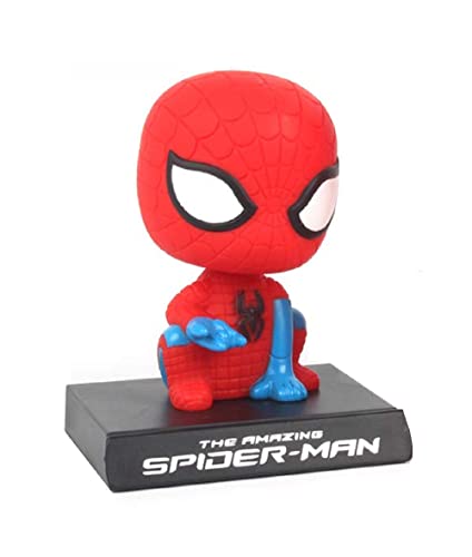 Image of AUGEN Super Hero Spider Action Man Figure Limited Edition Bobblehead with Mobile Holder for Car Dashboard, Office Desk & Study Table (Pack of 1)