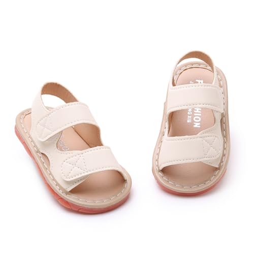 Image of WILLFUN Baby Boy Girl Summer Infant Squeaky Sandals Premium Rubber Sole Closed-Toe Non-Slip Shoes Toddler First Walkers
