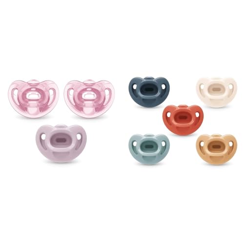 Image of NUK Comfy Orthodontic Pacifiers, 0-6 Months, 3 Count and 5 Count (Packs of 1), Pink Assorted