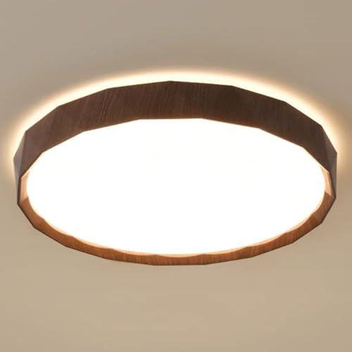 Plafonnier LED blanc chaud réglable avec effet bois pour optimiser l'éclairage de la chambre