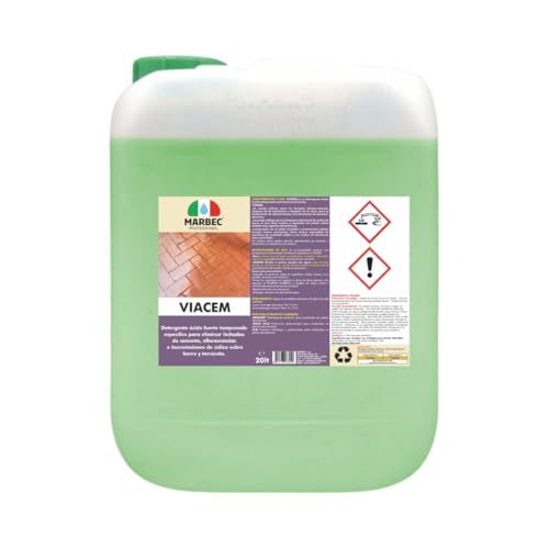 MARBEC VIACEM 20LT Potente detergente ácido tamponado para terracota. Elimina incrustaciones y lechadas de cemento, ideal para la limpieza de terracota después de la obra.