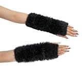F Flammi Arm Warmers Women Kawaii Japanese Harajuku Y2k Arm Warmer for Girls Velvet Fingerless Gloves Knitted Arm Sleeve Black