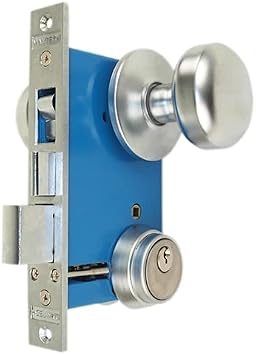 LHR Left Hand Reverse Satin Chrome 26D Finish Double Cylinder Iron Gate Ornamental Mortise Lock Set with 2-1/2" Backset