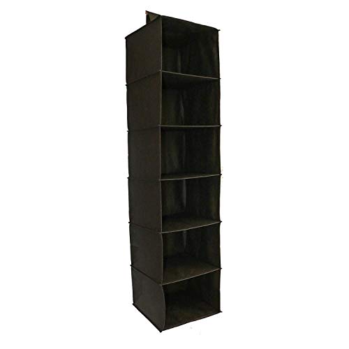 Closet Shelves Hanging Organizers Black Hanging Organizer Storage-6 Shelf-Organizer-Clothes-Clothing-Wardrobe-Handbag-Dorm Closet Storage-Collapsible Closet Organizer-Easy Mount-Black
