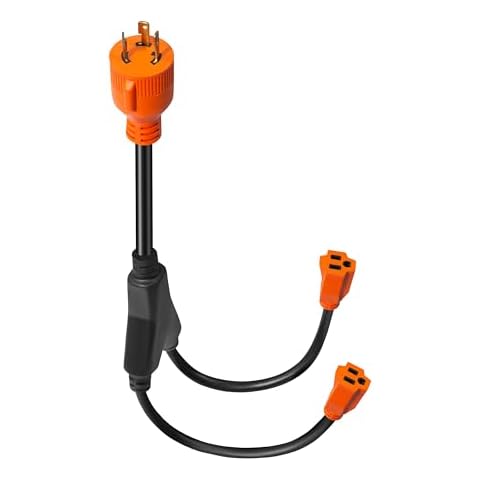 FROSTYRIDER 30 Amp to 15 Amp Generator Y Splitter Adapter Cord,NEMA L5-30P Male Plug to 5-15R Female,Heavy Duty STW 10 AWG for Generator, ETL Listed, Orange Cover