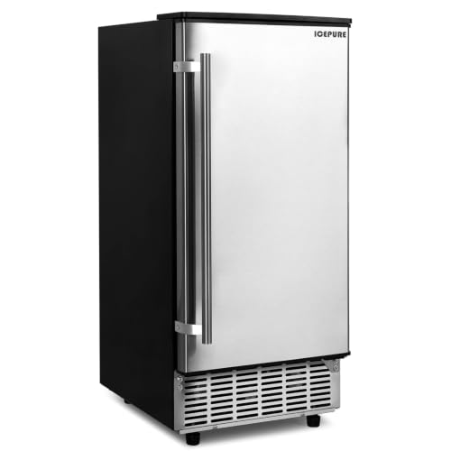 Image of ICEPURE 15 inch Under Counter Ice Maker with Drain Pump | 90lbs /24H, Self-Cleaning, Smart Reminder, 24H Timer, ETL /FCC, Built-in /Freestanding, Home & Commercial, Stainless Steel