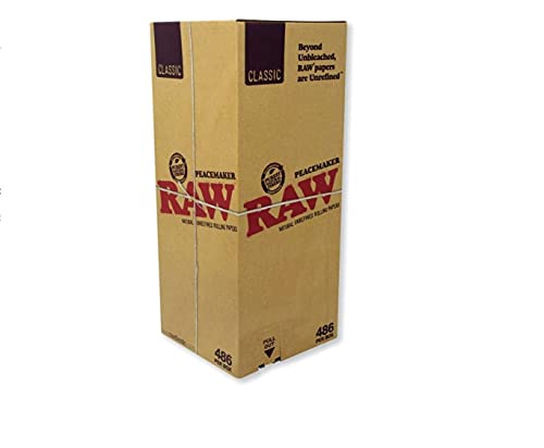 RAW 486 Peacemaker Cones Pure Natural Brown Unbleached Unrefined Rolling Papers, Bulk Pack Bundle 140mm Long (Approx 5.5 Inches) and Holds Approximately 1.5 Grams.