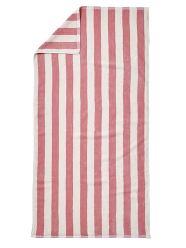 VERTBAUDET Serviette de Bain rayée TRANSAT, avec Coton recyclé rayé Rose 70X140