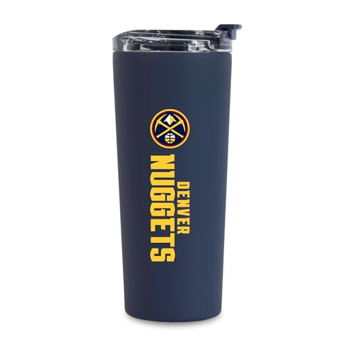 Image of Rico Industries NBA Basketball Denver Nuggets Navy 24oz Stainless Steel Tumbler with Lid and Dual Functioning Lid