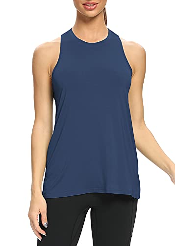 Mippo Workout Tops for Women High Neck Racerback Tank Tops Loose Fit Athletic Yoga Shirts