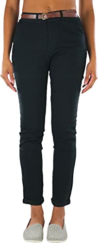 ToBeInStyle Women's Belted Bengaline Ankle Length Pants