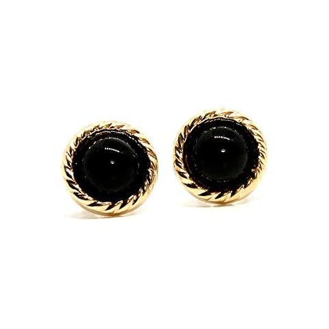 9ct Gold Black Onyx 7mm Studs earrings, Gift Boxed, Made in UK Cover