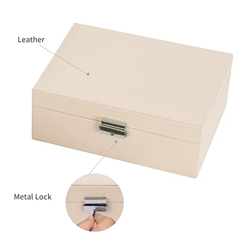 Smileshe Jewelry Box For Women Girls, Pu Leather Organizer Holder Boxes With Lock, 2 Layers Removable Display Storage Travel Case For Rings Earrings Necklaces Bracelets #TOP4