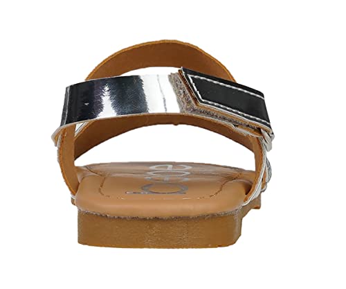 bebe Girl's Sparkly and Strappy Glitter Leatherette Flat Sandals with Adjustable Strap (Toddler/Little Kid) 5