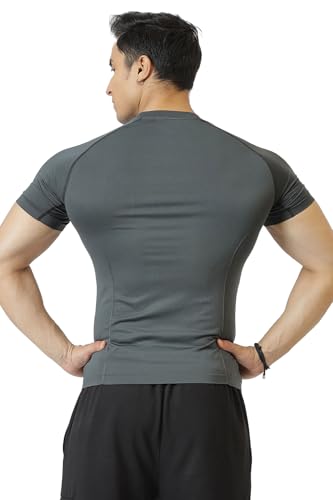 Image of FUAARK Nylon Seamless Compression Half Sleeves Dry Fit T-Shirts for High Performance in Gym & Workout