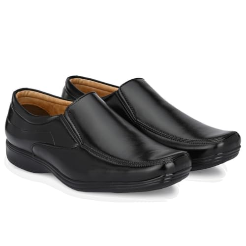 Image of Leatherkraft Stacked Heel Formal Slip-On Shoes