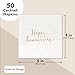 BLUE PANDA Happy Anniversary Napkins - 5 x 5 In, 3-Ply, 50 Pack, Elegant Gold Foil - Disposable Anniversary Paper Goods & Cocktail Napkins for Wedding Party Decor