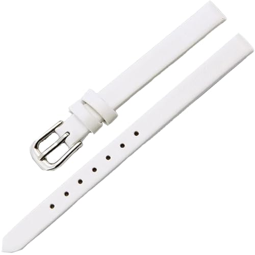 Correa de reloj de cuero pequeña de 8mm blanca para diario mujer