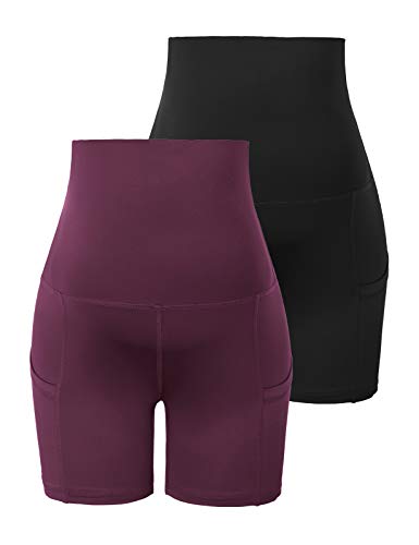 Image of Maternity Yoga Shorts Over The Belly Workout Active Athletic Shorts Set 3pc