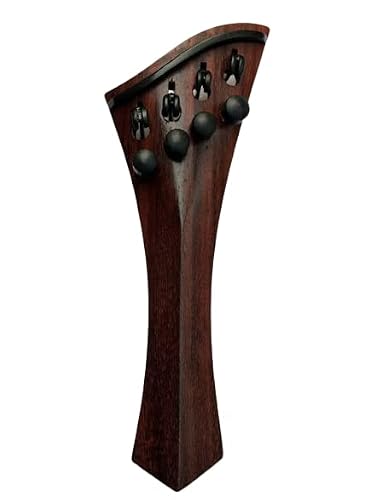MUSICAL STRING Violin Harp Tailpiece Rosewood Built in Light Tuners Semi Hill 4/4 Brown, Full (75)