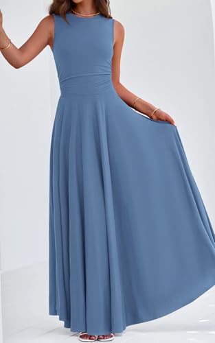 Image of PRETTYGARDEN Womens Summer Dresses 2026 Casual Sleeveless Crewneck Aline Maxi Dress Stretch Tank Flowy Long Dresses