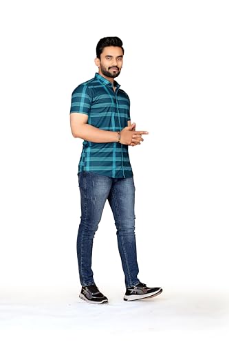 Image of FABRIPPLE Men's Printed Half Sleeve Shirt for Casual Wear | Stylish Geometric Pattern Slim Fit for Men | Summer Trendy Short Sleeve Shirt
