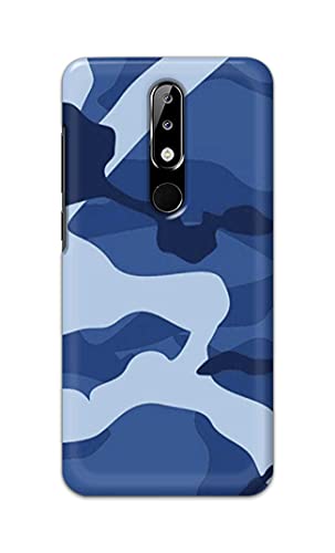 Image of Printed Hard Back Cover Case for Nokia 5.1 Plus | Nokia 5.1+ Back Cover (Army Blue Pattern) -1302