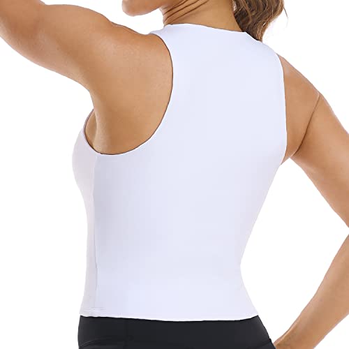 Colorfulkoala Women's Tank Tops Body Contour Sleeveless Crop Double Lined Yoga Shirts (Xl, White) #TOP3