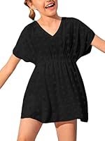Haloumoning Mädchen Bademode Cover Ups Kinder Strand Coverups Bikini Badeanzug Cover Up Niedliches Strandkleid, Schwarz, 3-4 Jahre