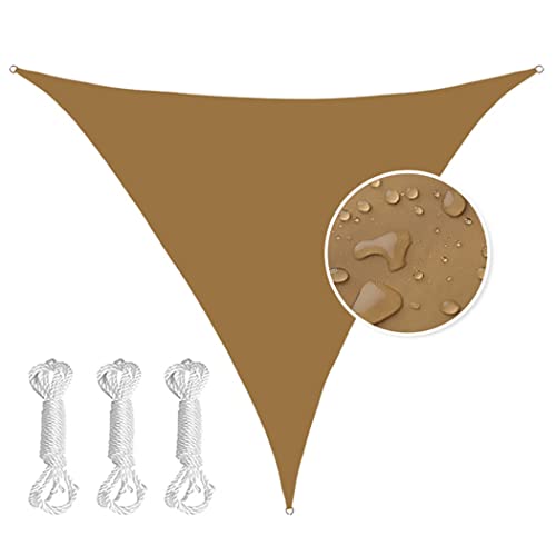 GOODLUKY Toldo Triangular 4,5X4,5X4,5 M, Protección UV Al 95%, Impermeable, Duradero Y Resistente A La Intemperie Vela Sombra Triangular para Patio Exterior Jardín Cochera Piscina,Sand Yellow Cover