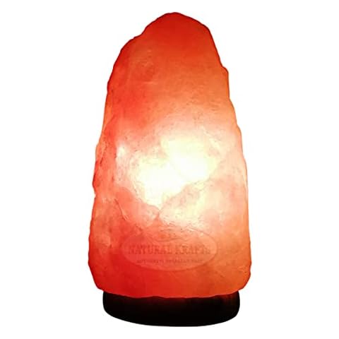 Himalayan Rock Crystal Salt Lamp 5 to 7 KG with Free Cable and Bulb Hand Crafted Wooden Base Salt Lamps Himalayan | Pink Salt Lamp | Bedside Lamp | Rock Salt Lamp Night Light Crystal Lamp Cover