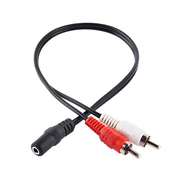 Generico Adattatore Stereo Jack Femmina Audio Cavo 2 RCA Maschio 30cm 3.5 mm Aux per TV, Stereo, Casse