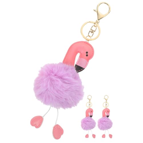 TOGEVAL Llaveros de Flamenco 3 Piezas, Colgantes de Llavero para Coche y Mochila, Color Púrpura, Accesorios Decorativos Colgantes para Llaves, Obsequio para Adultos y Fiestas
