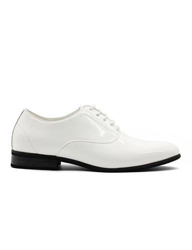 Xposed Mens Leather Lined Party White Shiny [EL0671-WHITE-10UK]