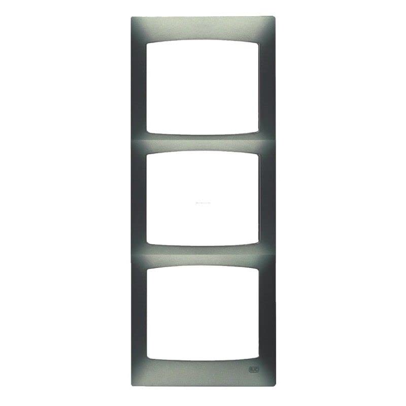 Plaque de finition 3 postes BJC Coral vertical couleur gris lava pour prise