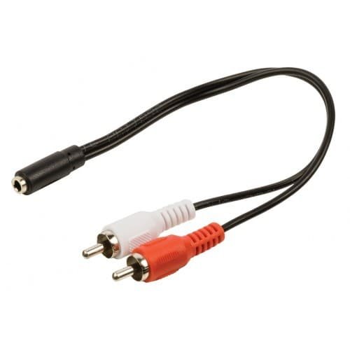 CABLEPELADO Cable de Audio Estereo 2xRCA/M-Jack 3.5mm/H 0.25 M Negro