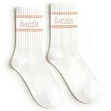 xo, Fetti Bride Socks, White + Tan | Bride To Be Gift, Bachelorette Party Favor, Bach Party Decorations, Wedding Day Sandals, Bridesmaid Gift, Bridal Shower Party Favor