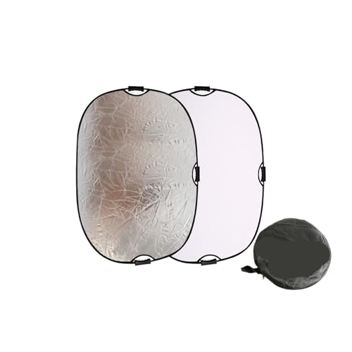 AMENGJ Rifletto di Luce per Fotografia Riflettore Bianco Oro Portatile Pieghevole Luce Morbida Rotonda Fotografia(90X120CM S W)
